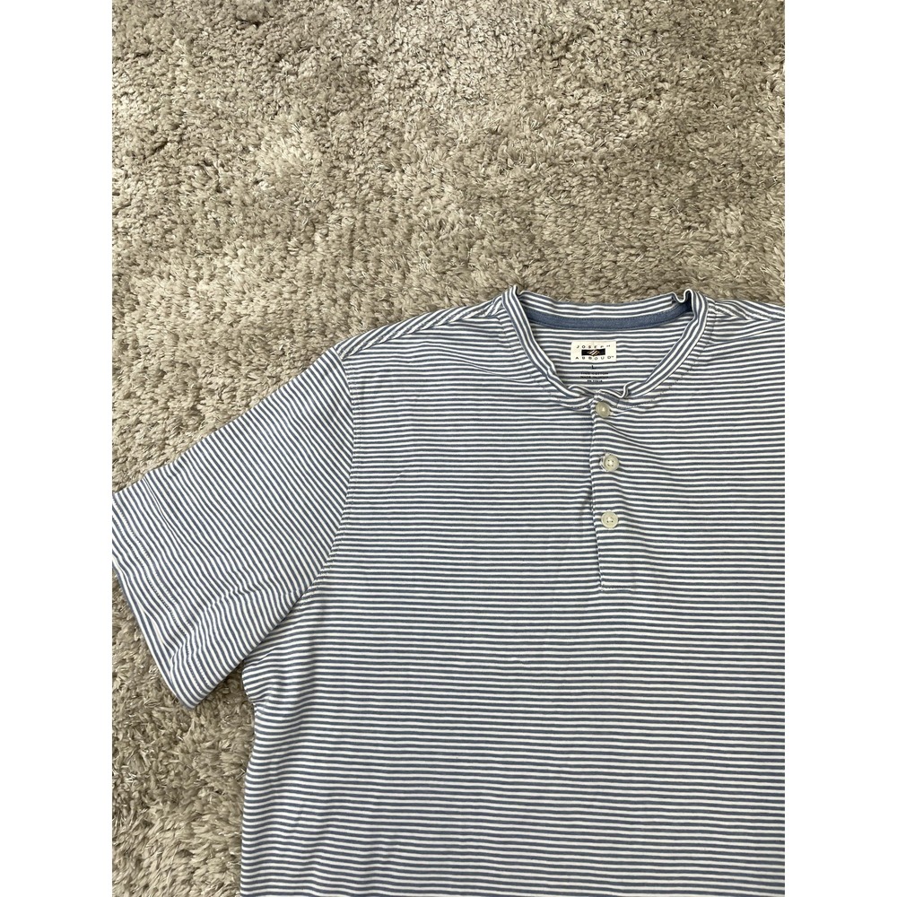 Joseph Abboud Shirt Mens 2XL Blue Striped Short Sleeve Henley Cotton Casual - Picture 4 of 9